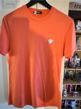 Versace Coral Short Sleeve Medusa Patch Tee